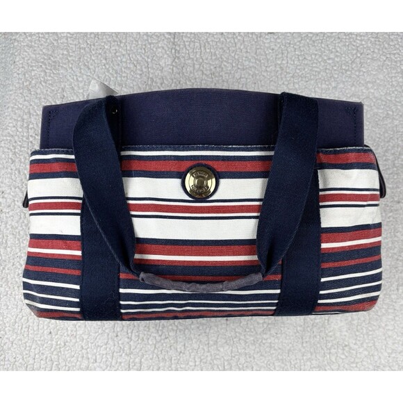 Red White Blue Stripe Beach Cottage Tommy Hilfiger Tote Bag Purse - Picture 1 of 10